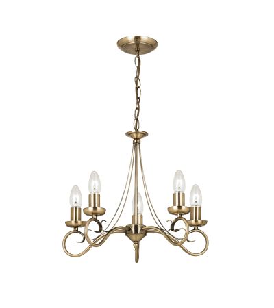 Traffano 5 Pendant Light Antique Brass