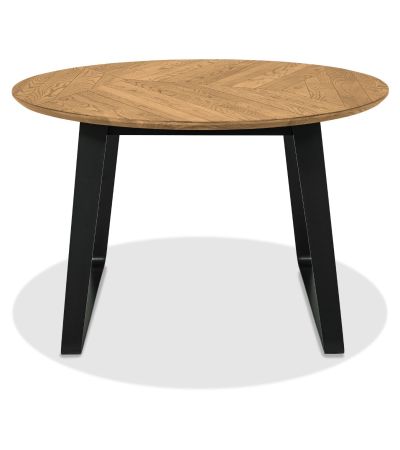 Emerson Rustic Oak & Peppercorn 4 Seater Circular Dining Table by Bentley Designs | Style Our Home
