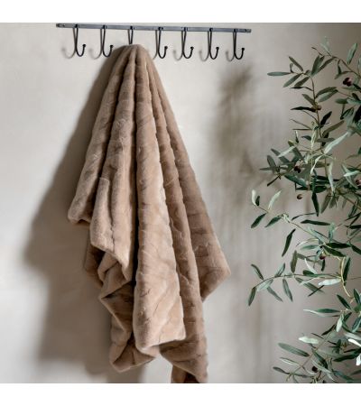 Chevronano Rabbit Faux Fur Throw Mink