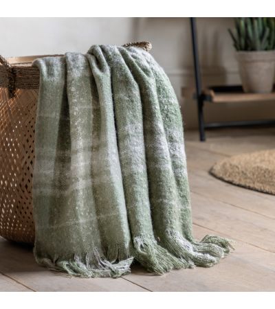 Checkano Faux Mohair Throw Olive
