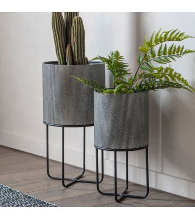 Eda Metal Planter Set of 2 Grey