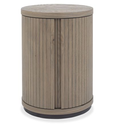 Vega Grey Oiled Oak & Peppercorn Round Lamp Table by Bentley Designs | Style Our Home