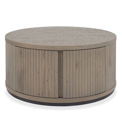 Vega Grey Oiled Oak & Peppercorn Round Coffee Table by Bentley Designs | Style Our Home