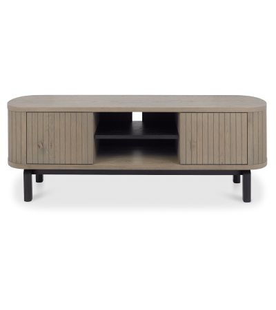 Vega Grey Oiled Oak & Peppercorn Entertainment Unit by Bentley Designs | Style Our Home