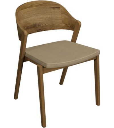 Vega Rustic Oak Ply Back Chair - Ivory Bonded Leather (Pair)