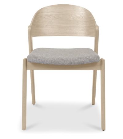 Vega Scandi Oak Ply Back Chair - Grey Fabric (Pair)