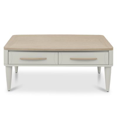 Larsen Scandi Oak & Soft Grey Coffee Table with Drawer by Bentley Designs | Style Our Home