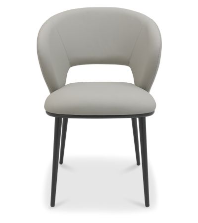Luca - Grey Faux Leather Chair with Matt Black Legs (Pair)