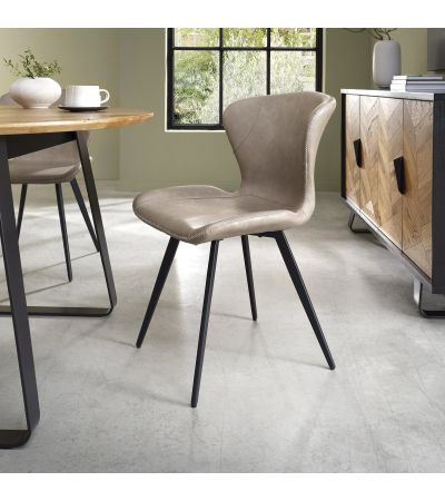 Garcia - Stone Vintage Faux Leather Chair with Black Legs (Pair) by Bentley Designs | Style Our Home