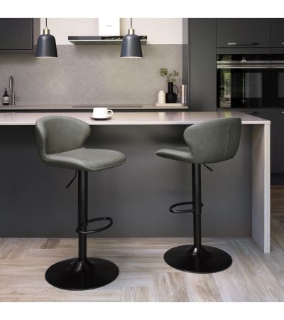 Rosso - Olive Vintage Faux Leather Gas Lift Swivel Barstool with Black Base (Single) by Bentley Designs | Style Our Home