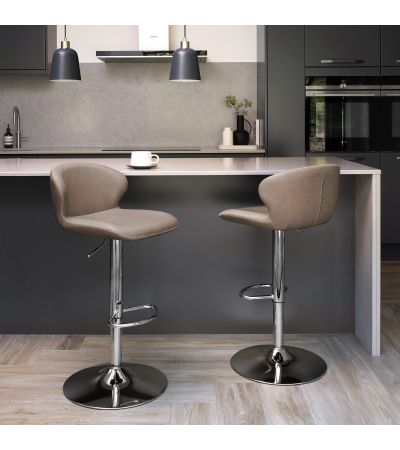 Rosso - Stone Vintage Faux Leather Gas Lift Swivel Barstool with Chrome Base (Single) by Bentley Designs | Style Our Home