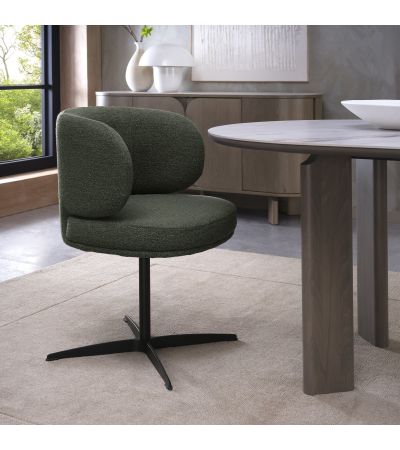 Marcel - 360° Swivel Chair in a Green Boucle Fabric with Black Legs (Pair) by Bentley Designs | Style Our Home