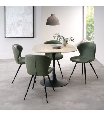 Carter Beige Sintered Stone Square Bistro Table with Black Base by Bentley Designs | Style Our Home