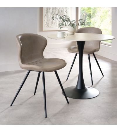 Arlo - Vintage Stone Faux Leather Chair with Black Legs (Pair) by Bentley Designs | Style Our Home
