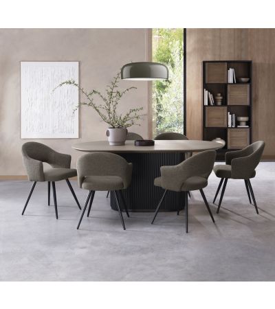 Jorge Grey Oak Oval Dining Table with a Black Pedestal by Bentley Designs | Style Our Home