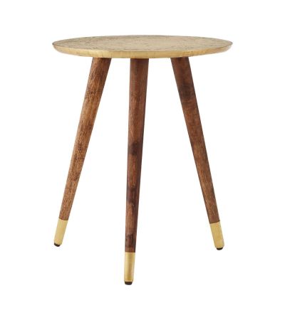Deja Gold Finish Carved Metal Top Side Table by Prestige Designs | Style Our Home