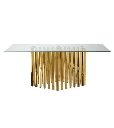 Arevixa Glass Top Dining Table With Gold Polished Frame by Prestige Designs | Style Our Home