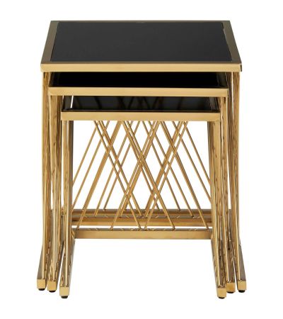 Arevixa Gold and Black Set Of 3 Nesting Tables by Prestige Designs | Style Our Home