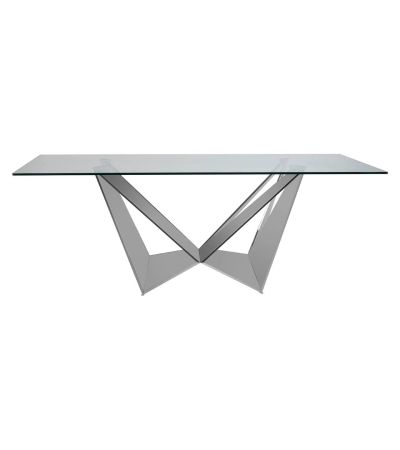 Carlivora Tempered Glass Dining Table with Chrome Legs by Prestige Designs | Style Our Home