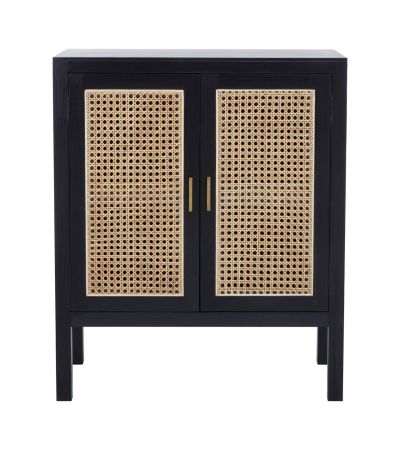 Corsiva Black Sideboard with Two Rattan Doors by Prestige Designs | Style Our Home