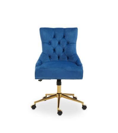 Anveta Blue Velvet and Gold Base Home Office Chair by Prestige Designs | Style Our Home
