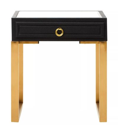 Cardivon 1 Drawer Faux Shagreen Side Table by Prestige Designs | Style Our Home