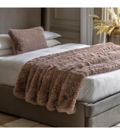 Junipano Faux Fur Throw Dusky Pink Size