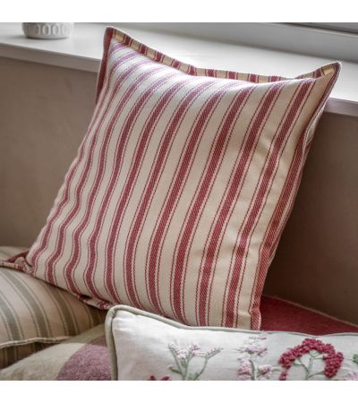 Alstano Woven Stripe Cushion Cranberry (Pair)