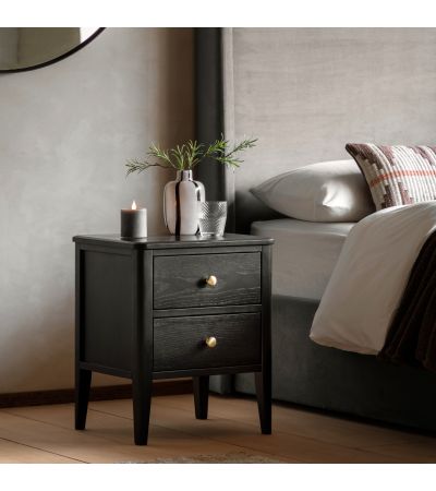 Actaro 2 Drawer Bedside Black