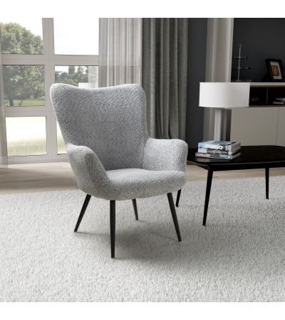 Ellingone Grey Chenille Effect Winged Armchair by Shankar | Style Our Home
