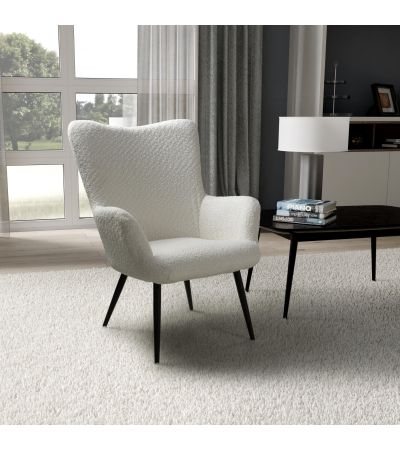 Ellingone White Chenille Effect Winged Armchair by Shankar | Style Our Home