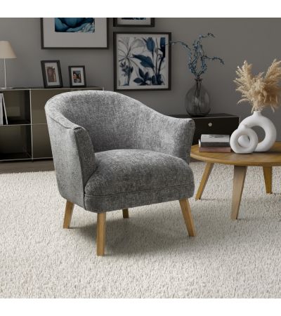 Ellingone Grey Flax Effect Winged Armchair by Shankar | Style Our Home