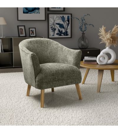 Ellingone Green Flax Effect Winged Armchair by Shankar | Style Our Home