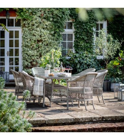 Mentaro 6 Seater Oval Dining Set Stone by Gallery Living | Style Our Home