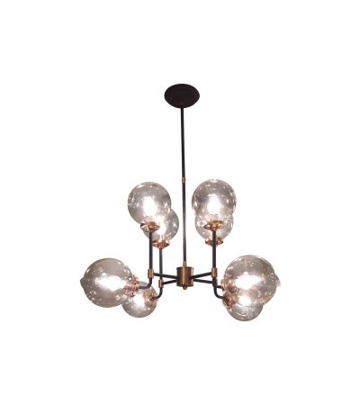 Mercer Glass Bubble Black And Brass Chandelier - E14 25W by Libra Designs | Style Our Home