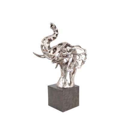 Addo Abstract Elephant Head Sculpture in Silver Resin By Libra | Style Our Home