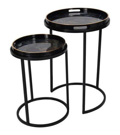 Vesuvius Black and Gold Set of 2 Side Tables