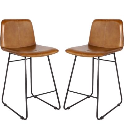Robinson Brown Leather Bar Stool (a pair) by Libra | Style Our Home 