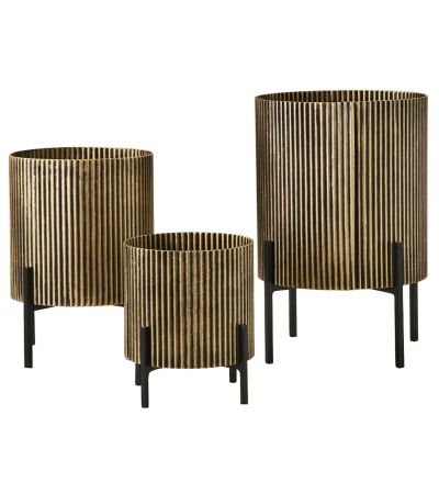 Belvedere Aged Gold Set of 3 Table Planters by Libra Designs | Style Our Home