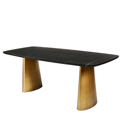 Caldera Solid Black Marble Dining Table on Brass Legs 200x90cm by Ora Designs | Style Our Home