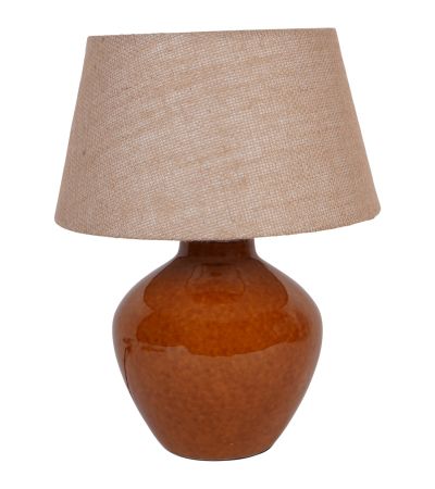 Aubrey Terracotta Ceramic Lamp With Hessian Shade Small E27 60W by Ora Designs | Style Our Home