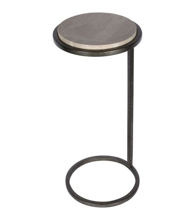 Iota Accent Table Grey Emperador Marble Aged Silver Frame by Ora Designs | Style Our Home