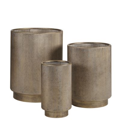 Belvet Aged Gold Set of 3 Floor Planters by Ora Designs | Style Our Home