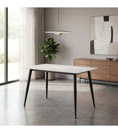 Highgrwick 1.2m White Marble Effect Ceramic Dining Table by Shankar | Style Our Home