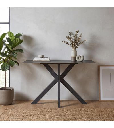 Montrfield Grey Marble Effect Ceramic Console Table by Shankar | Style Our Home
