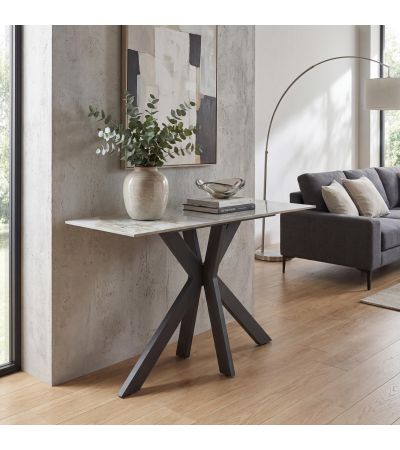 Montrfield White Marble Effect Ceramic Console Table by Shankar | Style Our Home