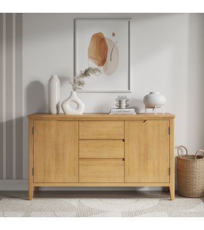 Ekero Oak 2 Door 3 Drawer Large Sideboard by Hertiance Furniture | Style Our Home