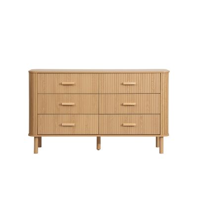 Axel 6 Drawer Fluted Chest Oak by Birlea | Style Our Home