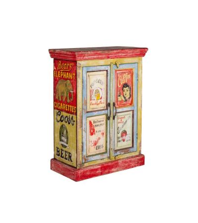 Carnival Hand Painted Vintage Ad 2 Door Cabinet