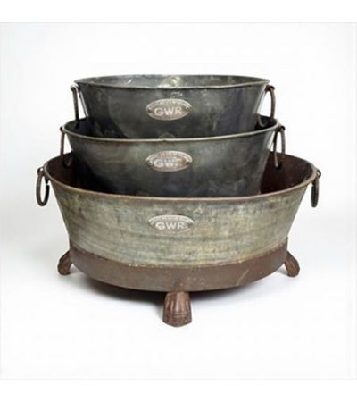GWR Antique Set of 3 Iron Pots on Stand
